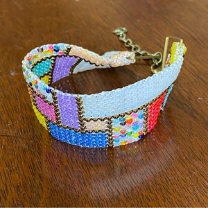 Colorful handmade beaded cuff bracelet
